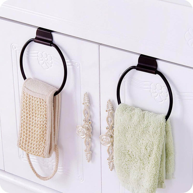 Bathroom Towel Ring Hanger Towel Rack Round Towel Rack Hook Rings for Bathroom Kitchen Wall Door VL-0281