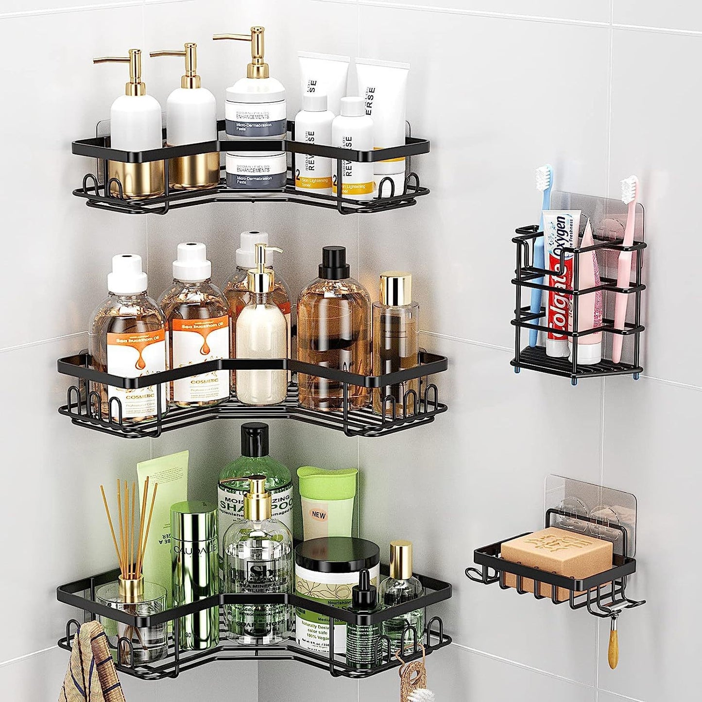 5 Pieces Per Set Hot selling self-draining household corner shower caddy shelf organizer