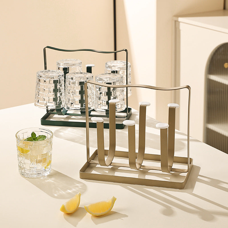 Simple cup holder storage cup with upside down water cup hanging rack household cream-style creative iron drain storage rack VL-0239