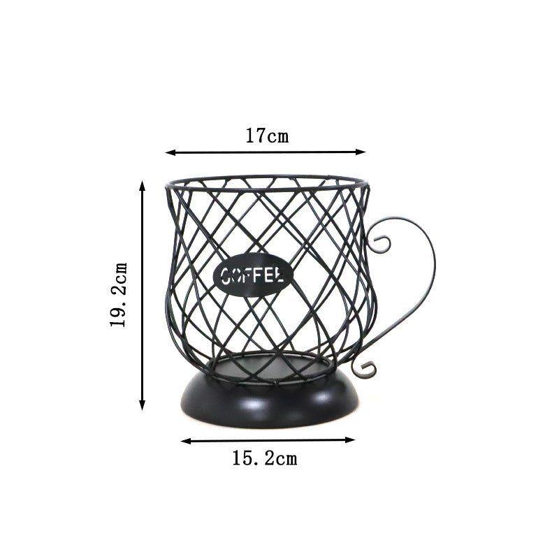 New Design Black Metal Wire Coffee Capsule Pod Holder Steel Coffee Filter Baskets with a Handle VL-0472