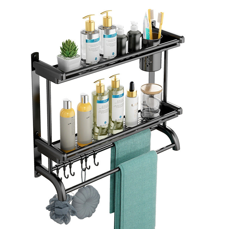 Best Quality Wholesale Stainless Steel 2 Layer Bathroom Wall Mounted Storage rack shelf Towel Holder VL-0498