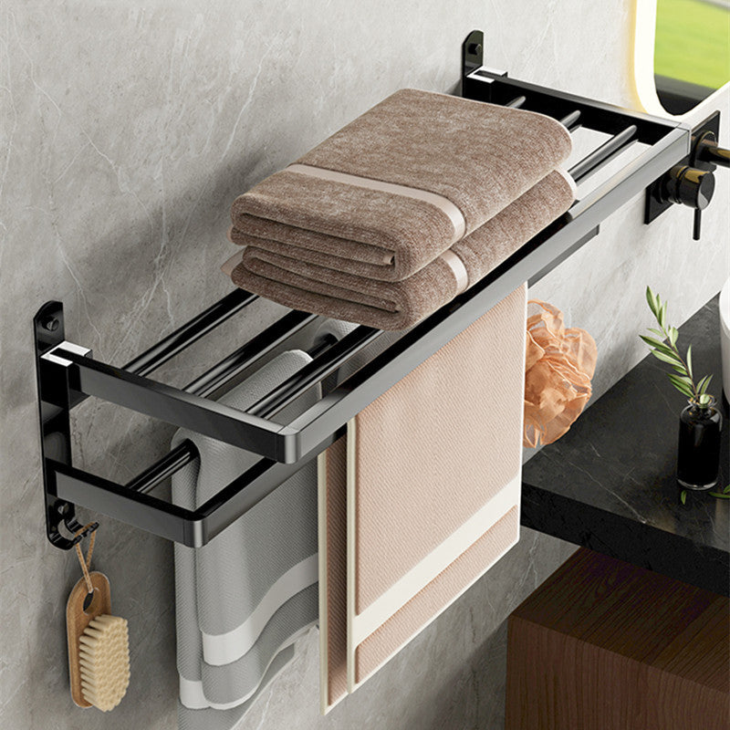 Hot-selling Wall Mounted Towel Rack Warm Black Bathroom Hotel Folding Towel Shelf VL-0141