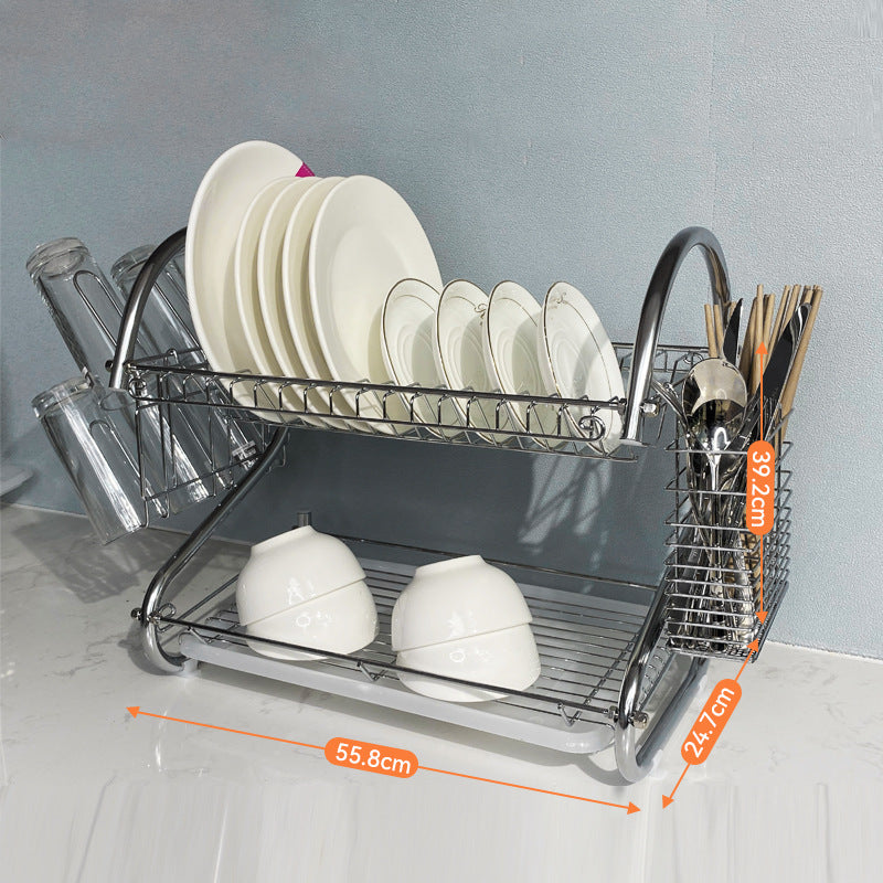 Large Capacity Multifunction Three Layers Kitchen Organizer Dish Drainer Plate Rack For Kitchen VL-0309