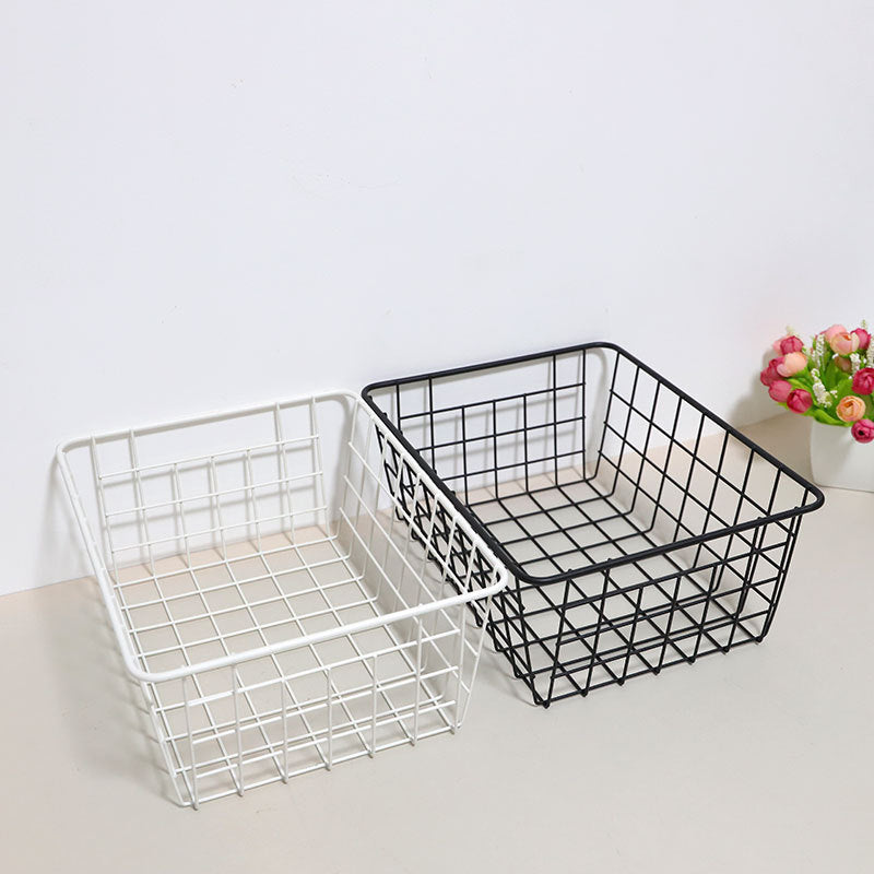 Wire Baskets Flat Modern Metal Bathroom Storage Organizer Bins Metal Basket with Handles VL-0477