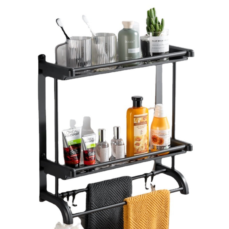 Hight Quality 50CM Bath Bar Hooks Black Shower Shelf Storage Towel Racks For Bathroom VL-0146