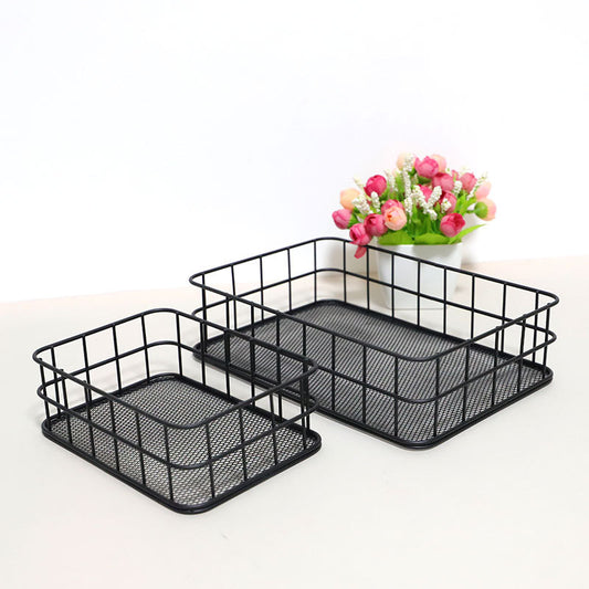 Custom Iron Storage Basket Stand For Home Office Metal Storage Organizer Basket VL-0476