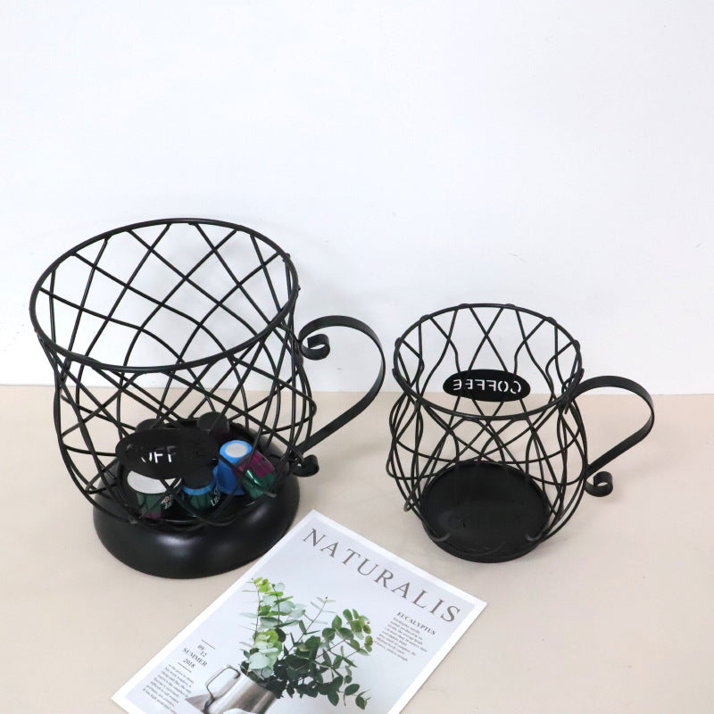 New Design Black Metal Wire Coffee Capsule Pod Holder Steel Coffee Filter Baskets with a Handle VL-0472