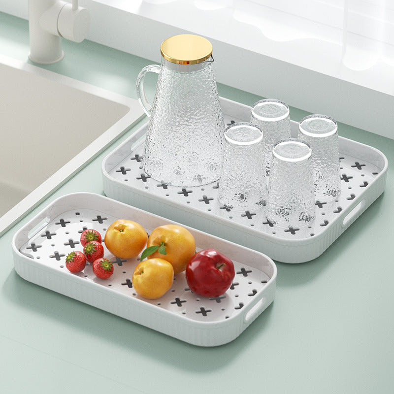 Wholesale Fruit Drain Board Orginal Design Plastic Tea Tray Drain Tray Desktop Drain Kitchen Storage Rack With Tray For Cup VL-0235