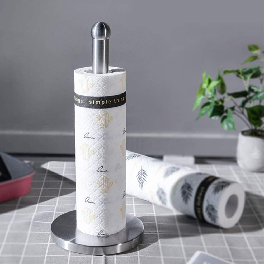 Stainless Steel Paper Towel Holder Countertop Kitchen Towel Holder with Heavy Base Design VL-0170