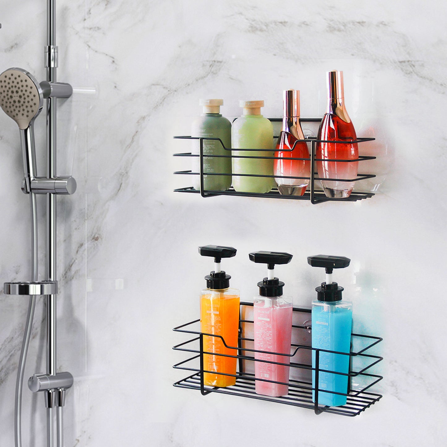 No drilling sticky self adhesive shower shelves shower caddy organizer basket for bathroom VL-0359