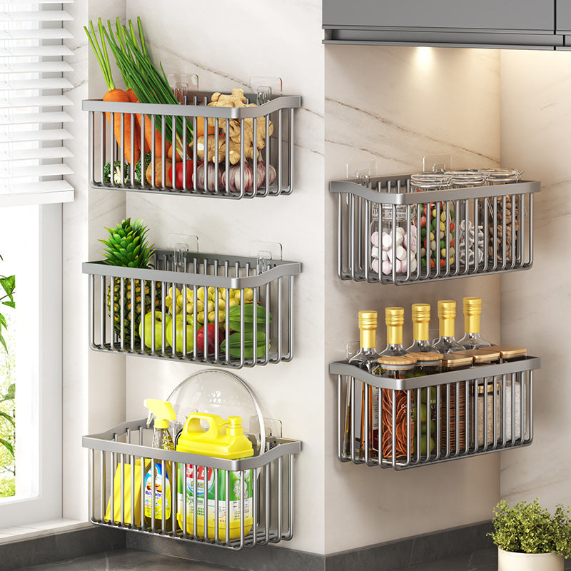 Stainless Steel Wall Mounted Fruit And Vegetable Kitchen Rack Storage Basket Drained Holder For Kitchen Bathroom VL-0490