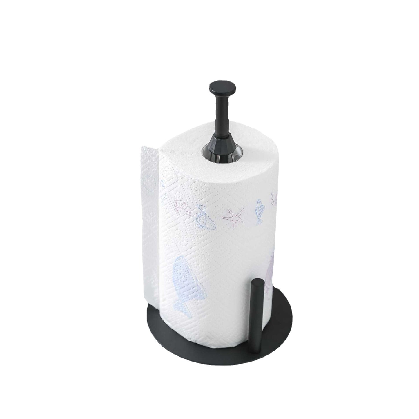 New Design Matte Black Tissue Holder Stainless Steel Free Standing Kitchen Paper Roll Holder VL-0095