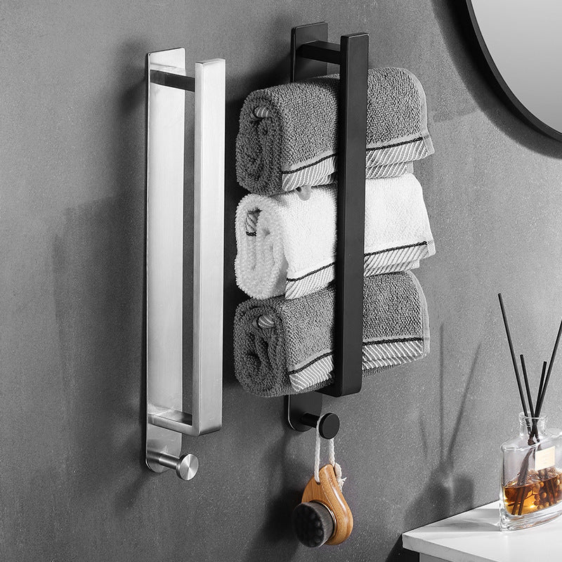 Self Adhesive Towel Rail Bars organizer Hand towel Storage No Drilling Stainless Steel Towel Holder with Hook VL-0056