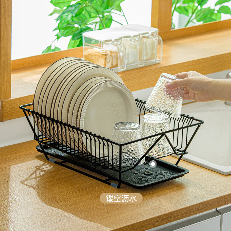 Kitchen Storage Holders & Racks Dishes and Bowls Draining Holder Metal Tableware Drying Rack Dish Storage Rack with Tray VL-0305