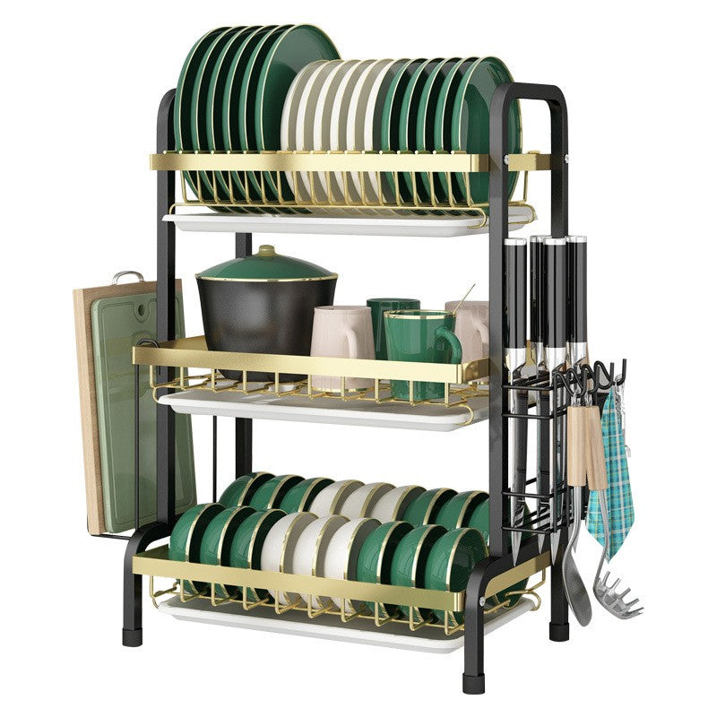 double-floor Kitchen Shelves Dish and Dishes Storage Rack Drain Rack Household Dish Rack kitchen VL-0508