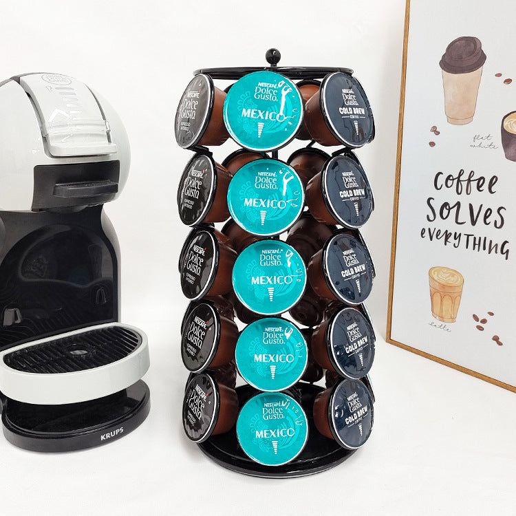 2023 New Pod Holder Dolce Gusto Carousel Coffee Pod Holder Stand Black Metal 5 Tier 35 Pod VL-0104