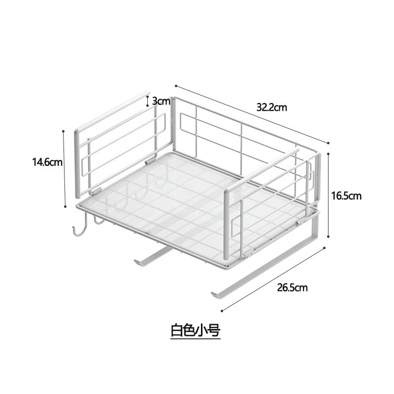 Under Cabinet Hanging Basket Cupboard Organizer Iron Mesh Rack Closet Storage Shelf VL-0270