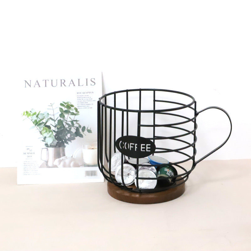 Coffee Cup Capsule Storage Basket Vintage Coffee Pod Storage Box Espresso Bean Holder VL-0471