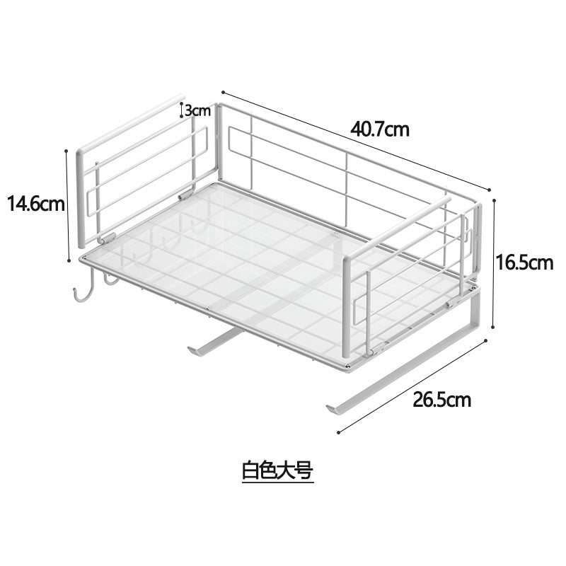 Under Cabinet Hanging Basket Cupboard Organizer Iron Mesh Rack Closet Storage Shelf VL-0270