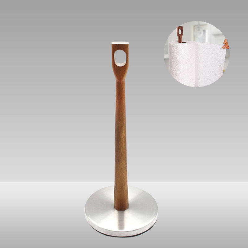 Tissue Stainless Steel Wooden Countertop Table Top Fancy Euro Paper Towel Holder for Kitchen VL-0177