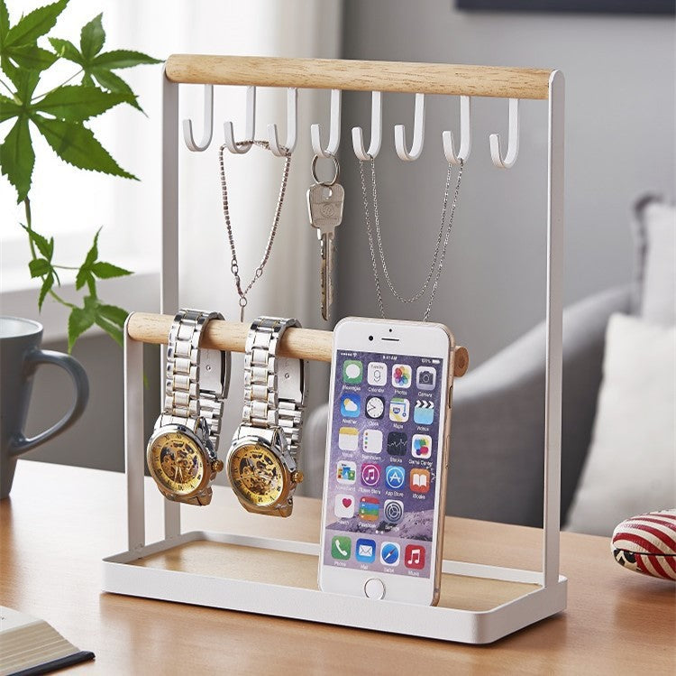 Stand Necklace Bracelets Rings Watches Display Storage Tree Holder hanging Small Jewelry Organizer with detachable wooden Tray VL-0241