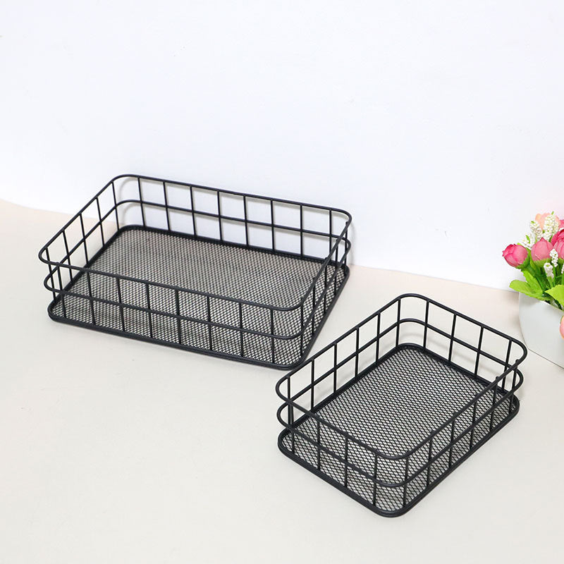 Custom Iron Storage Basket Stand For Home Office Metal Storage Organizer Basket VL-0476