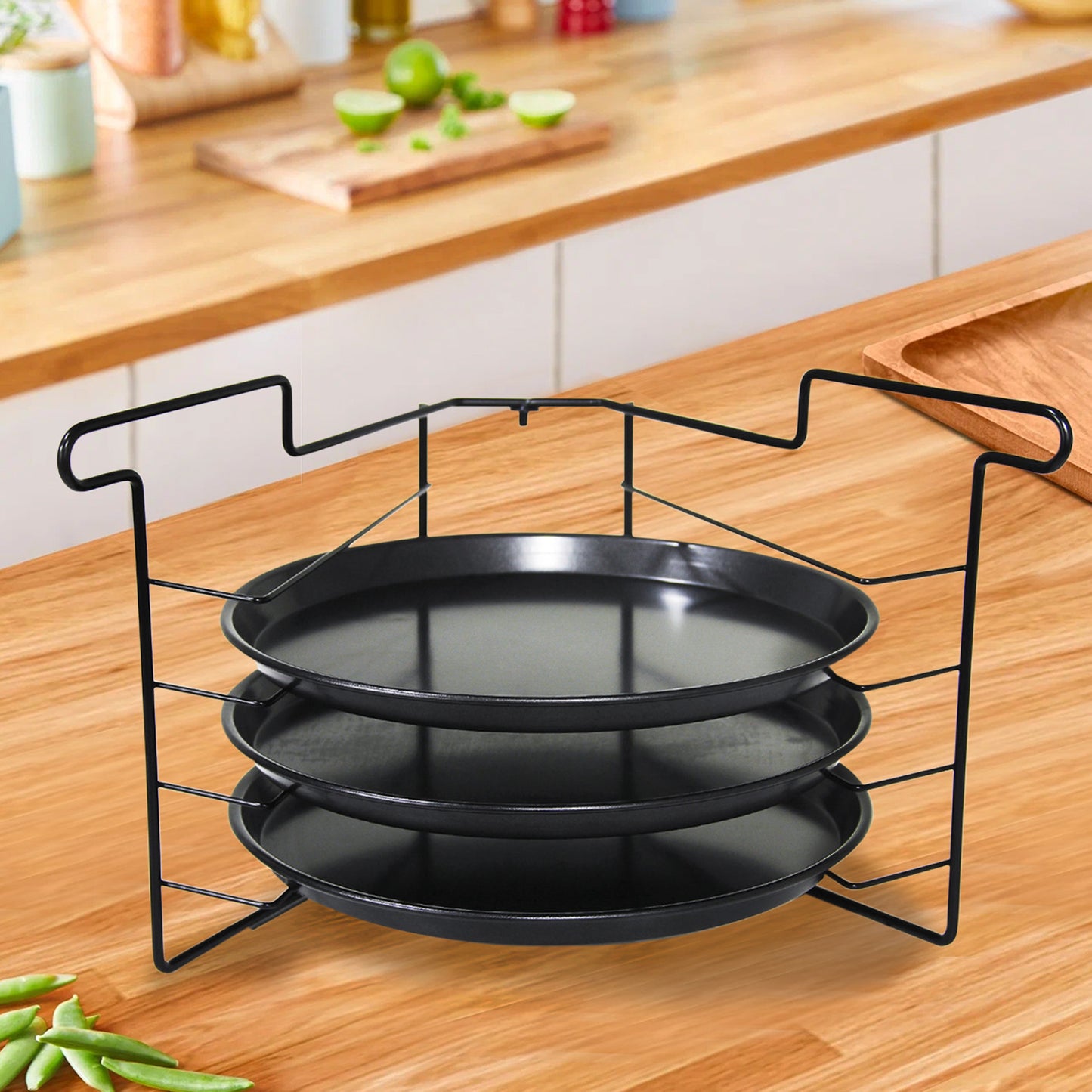 Kitchen black household bread cake pastry doughnut folding cooking and baking nonstick 3 tier bakery rack VL-0343