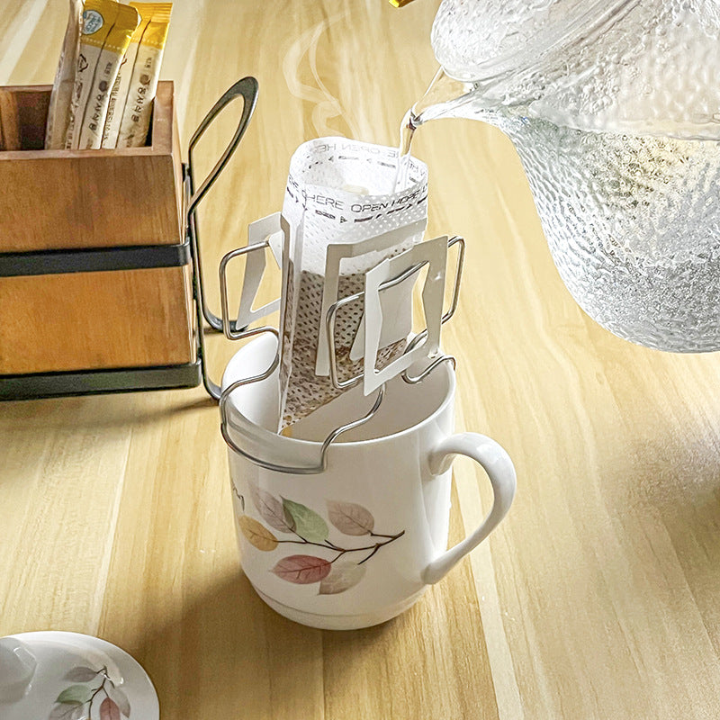 Japanese style hanging ear coffee holder Portable stainless steel filter paper bag holder VL-0272