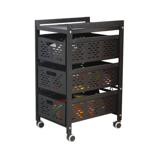 Multifunctional Metal Black Floor Movable With Sliding Black Fruit And Vegetable Storage Rack VL-0310