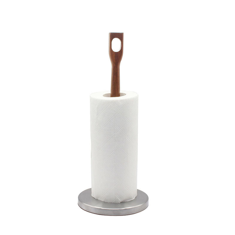 Tissue Stainless Steel Wooden Countertop Table Top Fancy Euro Paper Towel Holder for Kitchen VL-0177