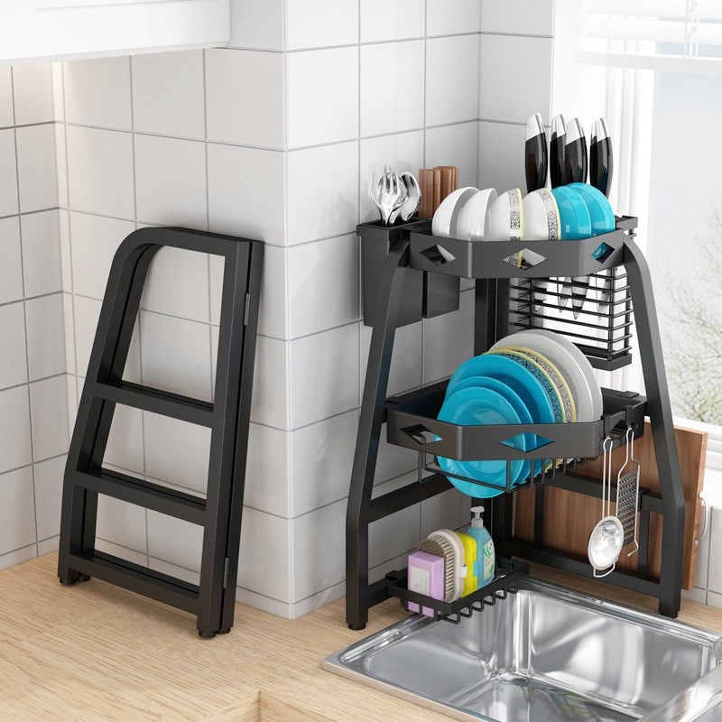 Triangle structure metal kitchen organizer over the sink dish drying rack-VL-0507