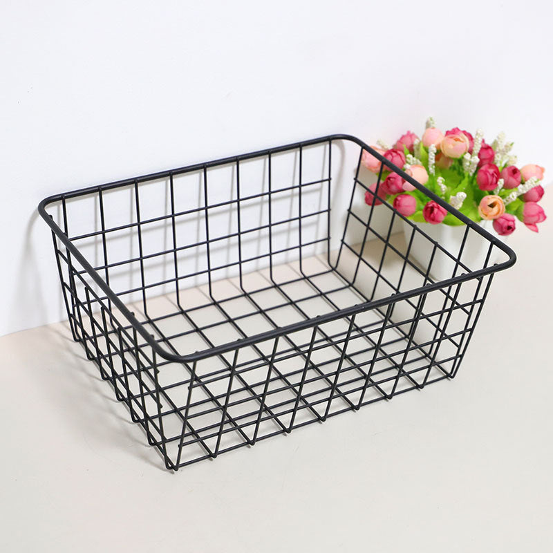 Wire Baskets Flat Modern Metal Bathroom Storage Organizer Bins Metal Basket with Handles VL-0477