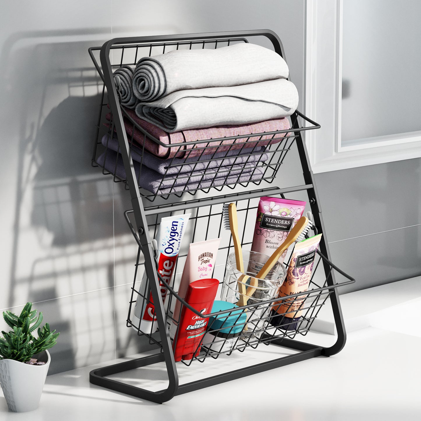 Kitchen Countertop Organizer Detachable Storage Rack Wire Mesh Holder Bowl Fruit Basket VL-0519