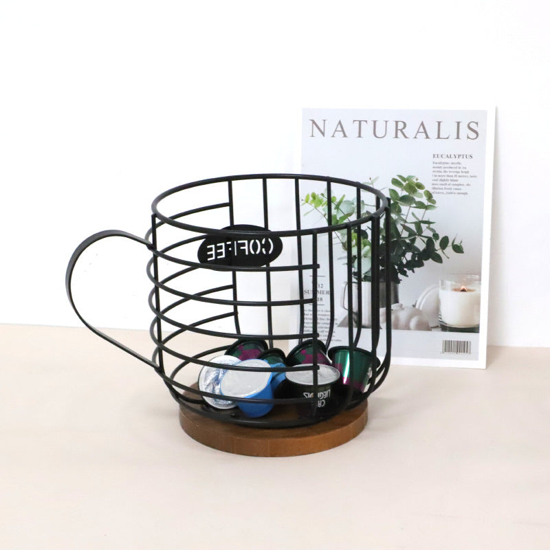 Coffee Cup Capsule Storage Basket Vintage Coffee Pod Storage Box Espresso Bean Holder VL-0471