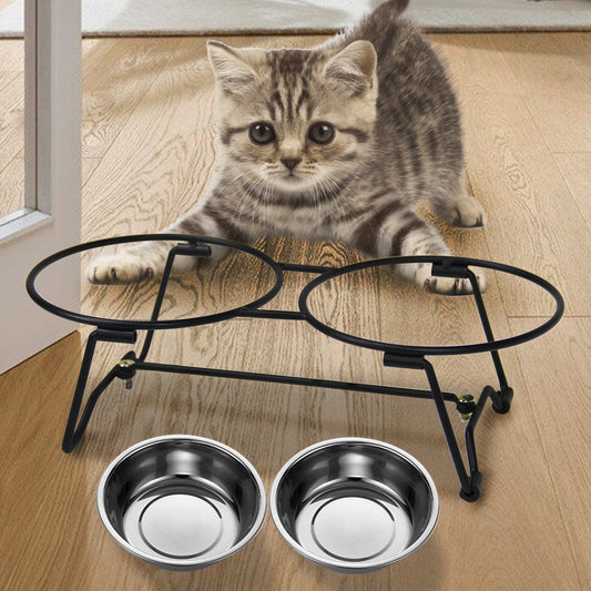 Stainless Steel Double Diner Elevated Dog Feeder Pet Bowl Stand VL-0348