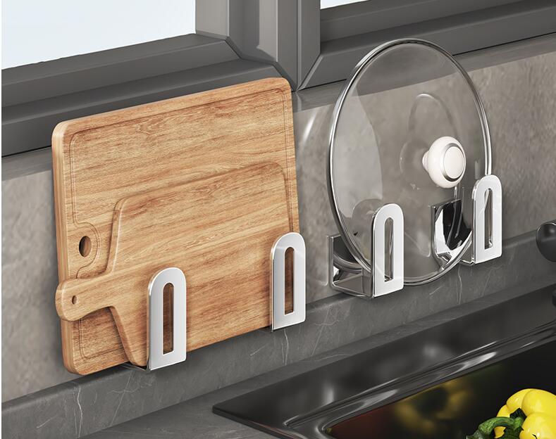 Pot Lid Rack Wall Mounted Kitchen Hanging Pan Pot Utensil Lid Rack Cutting Board Organizer For Kitchen Pot Lids VL-0488