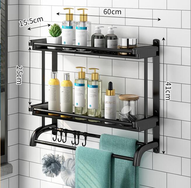 Best Quality Wholesale Stainless Steel 2 Layer Bathroom Wall Mounted Storage rack shelf Towel Holder VL-0498